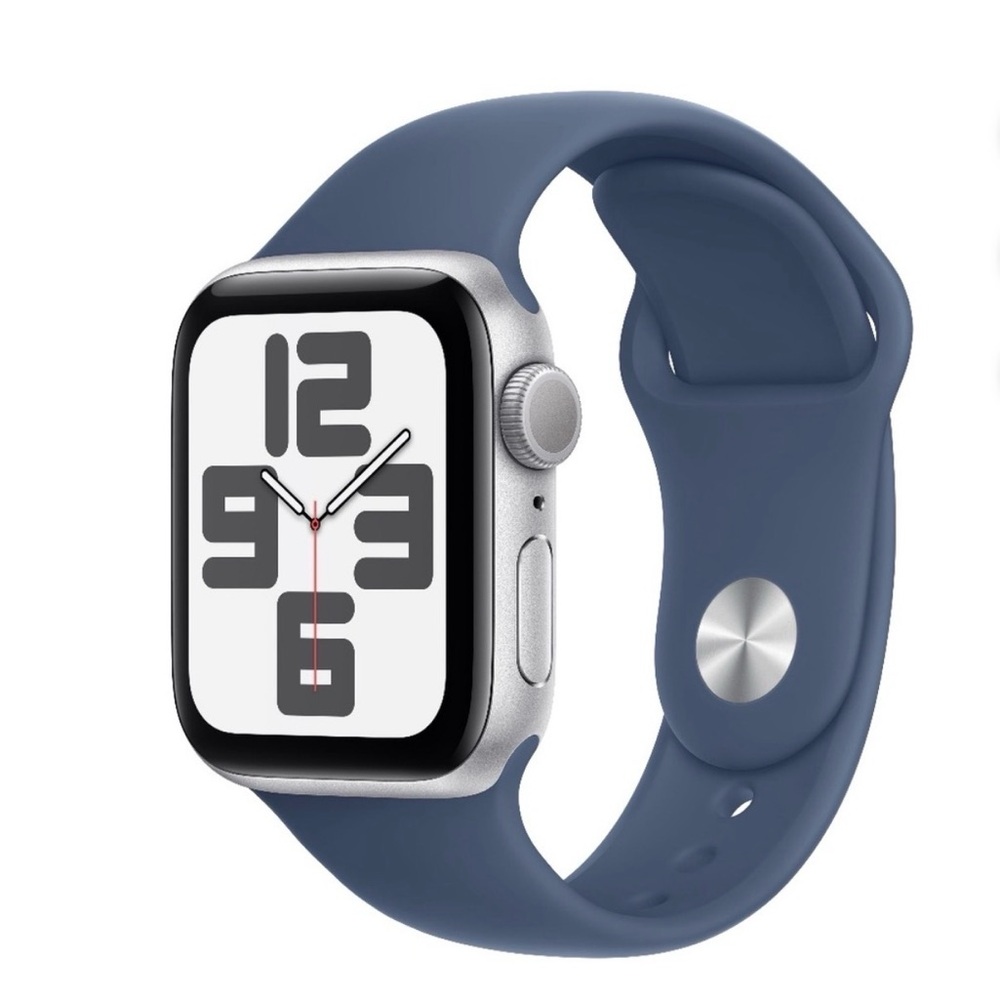 Apple Smartwatch with Silver Case and Blue Band